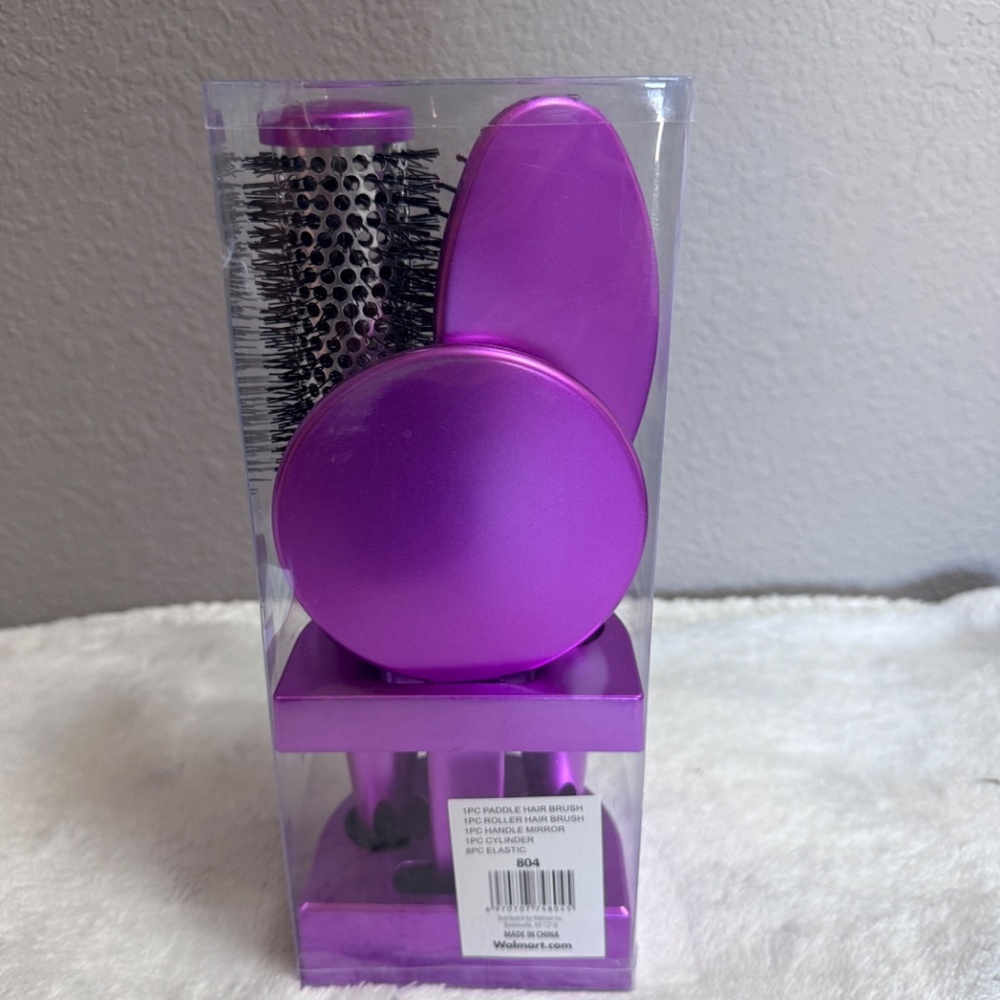 12pc Hair Care set~2 brushes, mirror,🪞,elastic hair bands, cylinder NWT - Picture 3 of 11